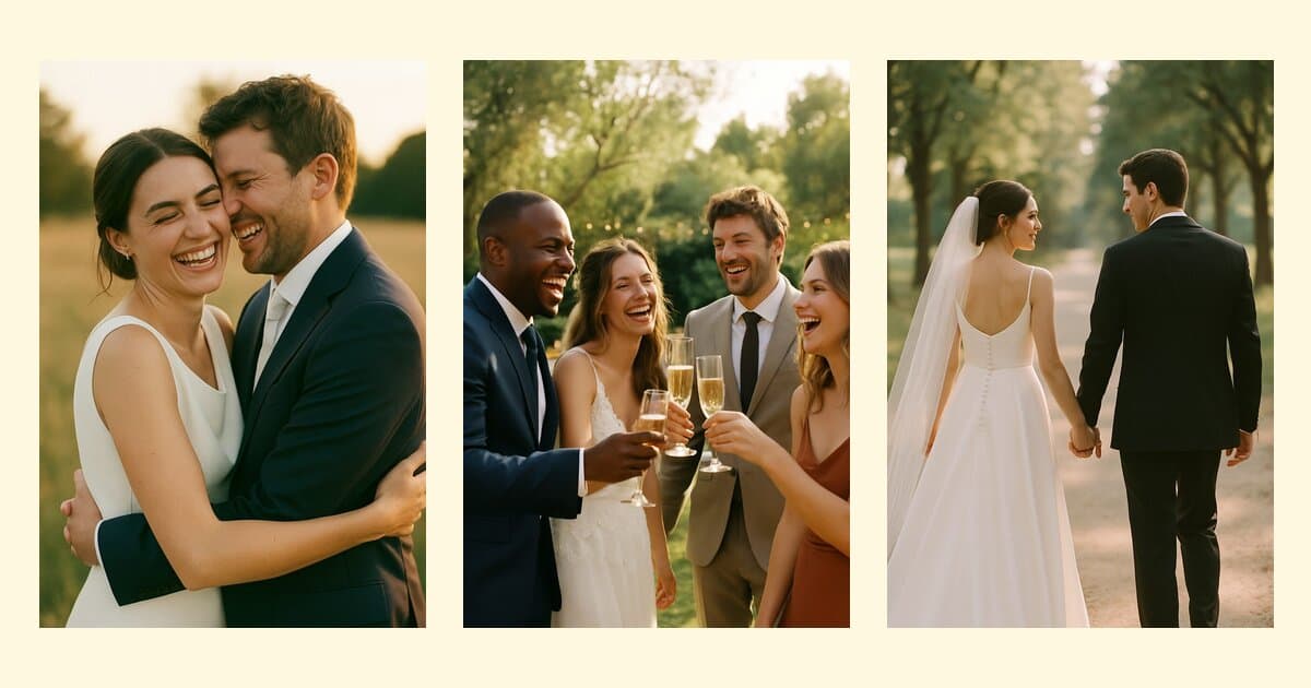 Three ShipNote wedding thank-you postcard designs side by side on a cream background